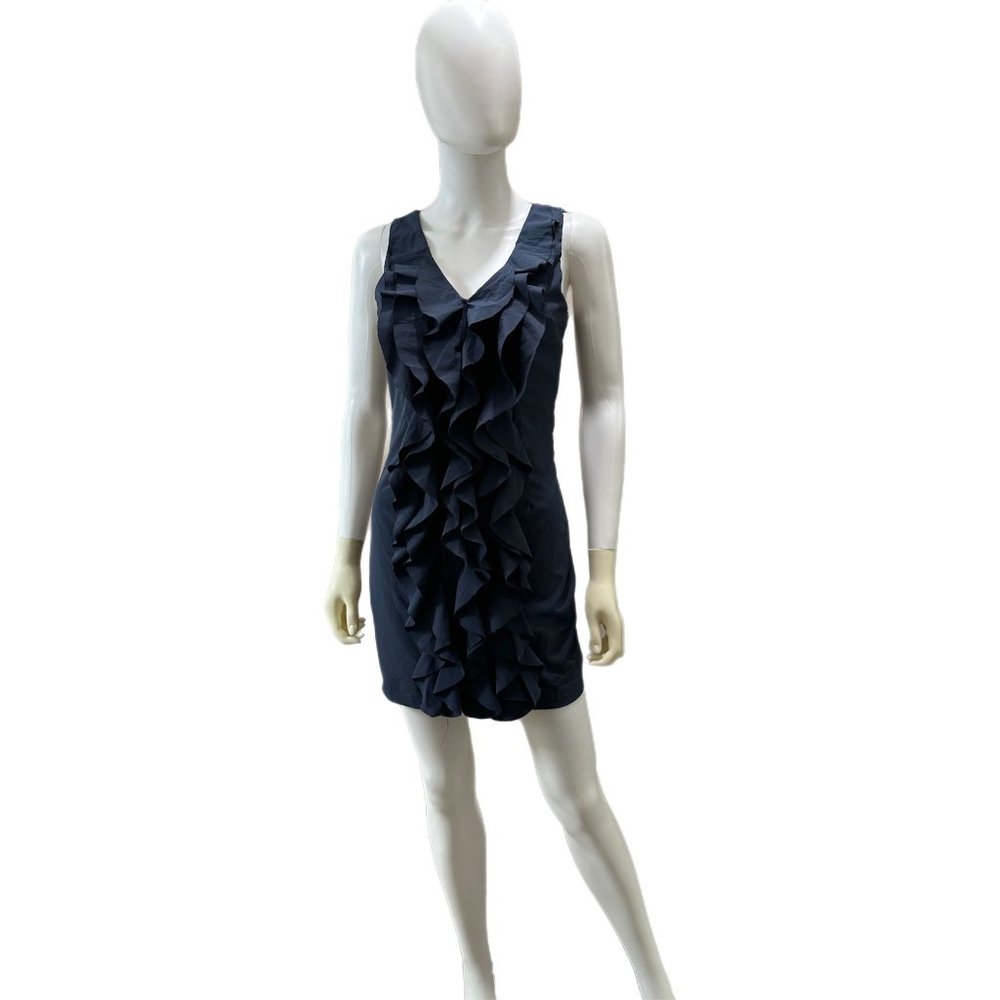 Alythea Women’s Size Small Navy Blue Ruffle Front Dress